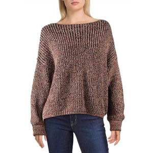 French Connection Women L Sweater 100% Cotton Boatneck Black Multi Pullover‎